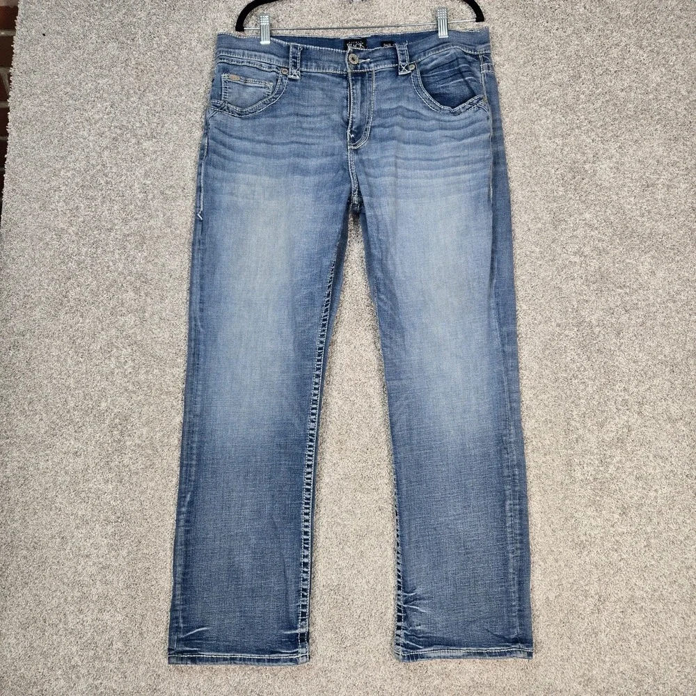 Buckle Black Fit No 11 jeans Mens Straight Blue stretch 36x32 (fit 36x30)